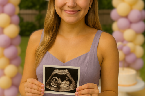 Ellie announces her pregnancy, holding an ultrasound photo.